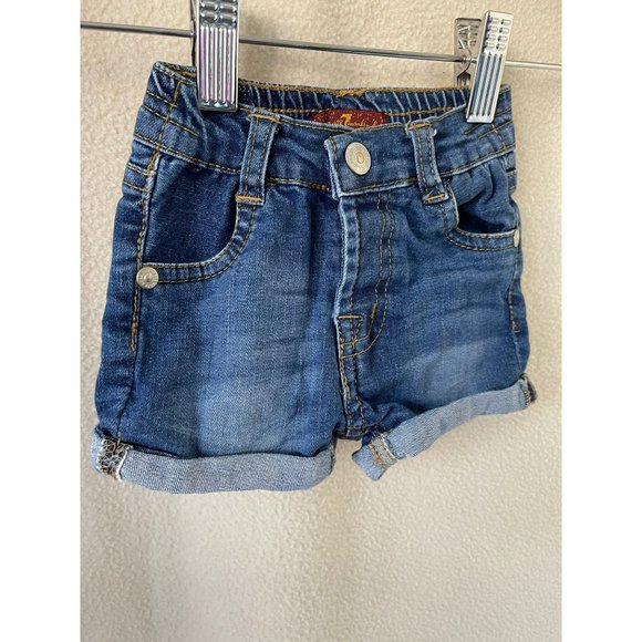 7 for all Mankind Medium-Wash Denim Rolled Bottom Shorts - Picture 2 of 9